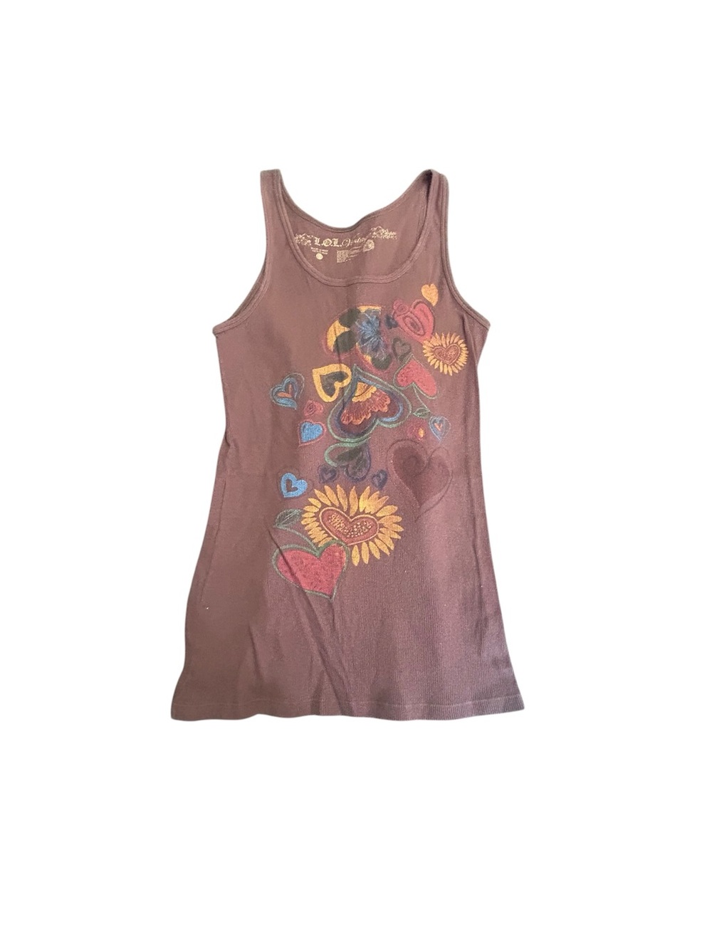 Vintage L.O.L. Vintage Brown Ribbed Tank Top - Medium